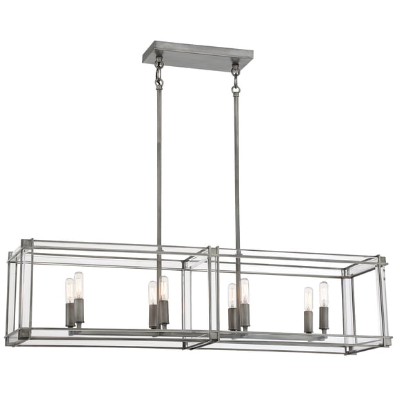 Minka Lavery Langen Square 40" Wide Antique Nickel Geometric 8-Light Island Pendant