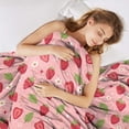 thumbnail image 4 of Sowide Strawberry Blanket, Pink Throw Blanket Gifts for Fruit Lovers, Soft Lightweight Red Strawberry Flower Flannel Blanket, Cozy Fleece Bedding Blanket for Kids Girl, Couch, Chair, Bedroom(60"x80"), 4 of 8