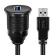 thumbnail image 1 of 2 uds adaptador de base Usb de montaje empotrado a prueba de agua salpicadero Pan Usb 3,0 puerto macho a hembra Cable de extensión para coche motocicletausb3.0 línea impermeable, 1 of 2