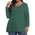 thumbnail image 2 of Fall T-Shirt for Women Womens Plus Size Tops Long Sleeve Shirts V Neck Casual Clothing Clothes Solid Color Tops, 2 of 6