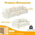 thumbnail image 5 of 102.4 " Plush Corduroy 4-Seat Sofa, Modern Comfy Upholstered Sofa Cloud Couch, Deep Seat Couches with Soft Pillows, Convertible Deep Seat Sofa Lounge Chair for Living Room Bedroom, Apartment (Beige), 5 of 12
