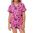 thumbnail image 2 of Fourth of July Pajamas for Kids 6-7 Years Nightwear Outfit Fashion Breathable American Flag Pj Comfy Fit Nightwear 2pcs Kids Pulloverr Sleepwear Set, 2 of 4