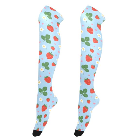 Strawberry Flower High Thigh Socks Over Knee Thin Tights Long Stocking for Women Leg Warmer
