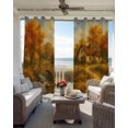 thumbnail image 1 of Fall Country Blackout Curtains for Bedroom Living Room, Forest Golden Orange Maple Trees River Valley Path 63 In Long Thermal Insulated Room Darkening Drapes Grommet Window Treatments, 52 x 63 In, 1 of 6