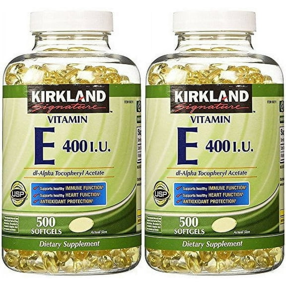 Kirkland Signature Vitamin E 400 IU, 500 Softgels (Pack of 2) (Total of 1000 Softgels)