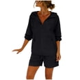 thumbnail image 4 of JFGHDG Womens Upf 50+ Sun Long Sleeve Hooded Jacket And Cargo Shorts 2 Piece Set Black 3XL, 4 of 7