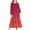 Red1, variant on HAOTAGS Dresses for Girls, with Side Pockets Crewneck Breathable Long-Sleeve Dresses Navy 6-7Years