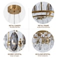 thumbnail image 4 of 23.6" Modern Crystal Chandelier with 3-Tier Grey Glass Domes - Matte Gold Wrought Iron Frame & 39" Adjustable Steel Cord - E14 x6 Ceiling Light Fixture 39.4"H for Luxury Dining Room, 4 of 10