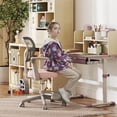 thumbnail image 2 of WANGDI Kids Desk Chair, Student Ergonomic Computer Chair with Wheels, Footrest, Adjustable Height, Flip-up Armrests & Soft Removable Cushion, Swivel Rolling Kids Office Chair for 3-15 (Pink), 2 of 18