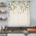 thumbnail image 4 of Eucalyptus Leaves Semi Sheer Curtains Drapes for Living Room, Bedroom, French Doors Window 72 Inches Long, Green Summer Botanical Rustic Rod Pocket Chiffon Curtain Drapery Voile Draperies Panel, 4 of 8