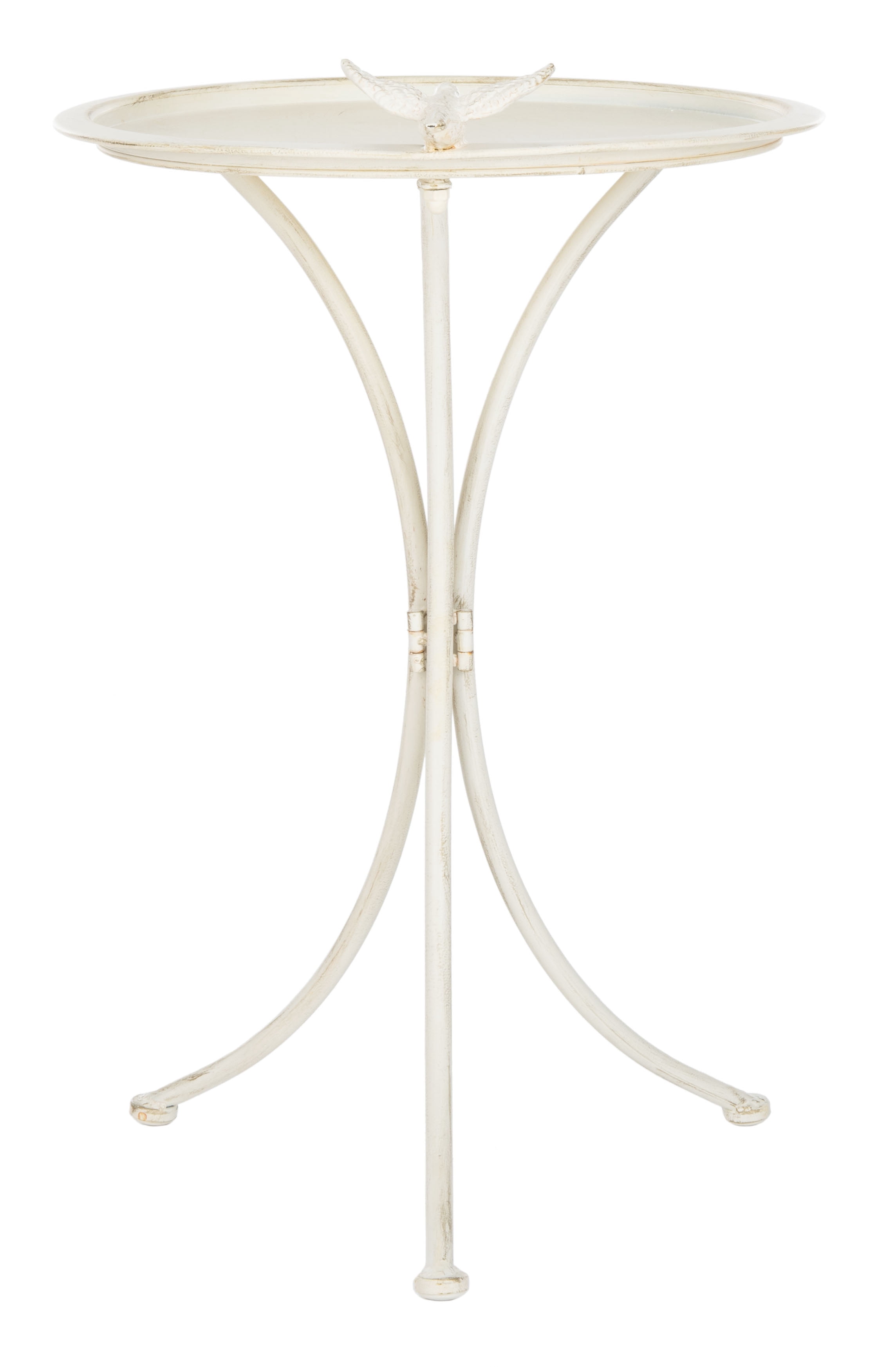 SAFAVIEH Kensi Solid Rustic Outdoor Patio Bird Bath, Pearl White
