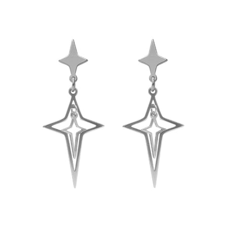 Screw-Back Cross Star Dangle Drop Earrings for Men Women,Streetwear Unisex Style