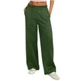 thumbnail image 2 of Wide Leg Jeans Woman Trendy Mid Waist Comfort Waist Cargo Pants Casual Loose Fit Solid Color Trouser with Pockets Classic Long Pants, 2 of 7