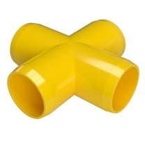 FORMUFIT F114CRX-YE-4 Cross PVC Fitting, Furniture Grade, 1-1/4" Size, Yellow , 4-Pack
