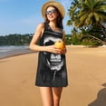 thumbnail image 3 of Fotbe Black White Hat Skull Vestido de Verano sin Mangas para Mujer – Vestido Midi Línea A, Estilo Camiseta Floral, Vestido Playero Casual y Fluido, 3 of 7