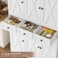 thumbnail image 4 of Hiphuta 67" Tall Farmhouse Kitchen Pantry Storage Cabinet with Door Shelves, 43" Wide Large Cupboard Hutch with 3 Drawers, White, 4 of 7