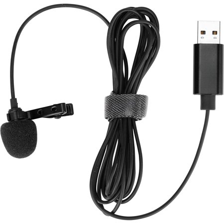 Lavalier Mic with USB-A Connector for Computers with 6.56' (2m) Cable (SR-ULM10), Black