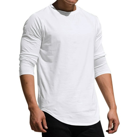 Ediodpoh Men's Long Sleeve Solid Color Shirt Short Sleeve Crew Neck Beach Top Vintage T Shirt for Men Mens Tops White M