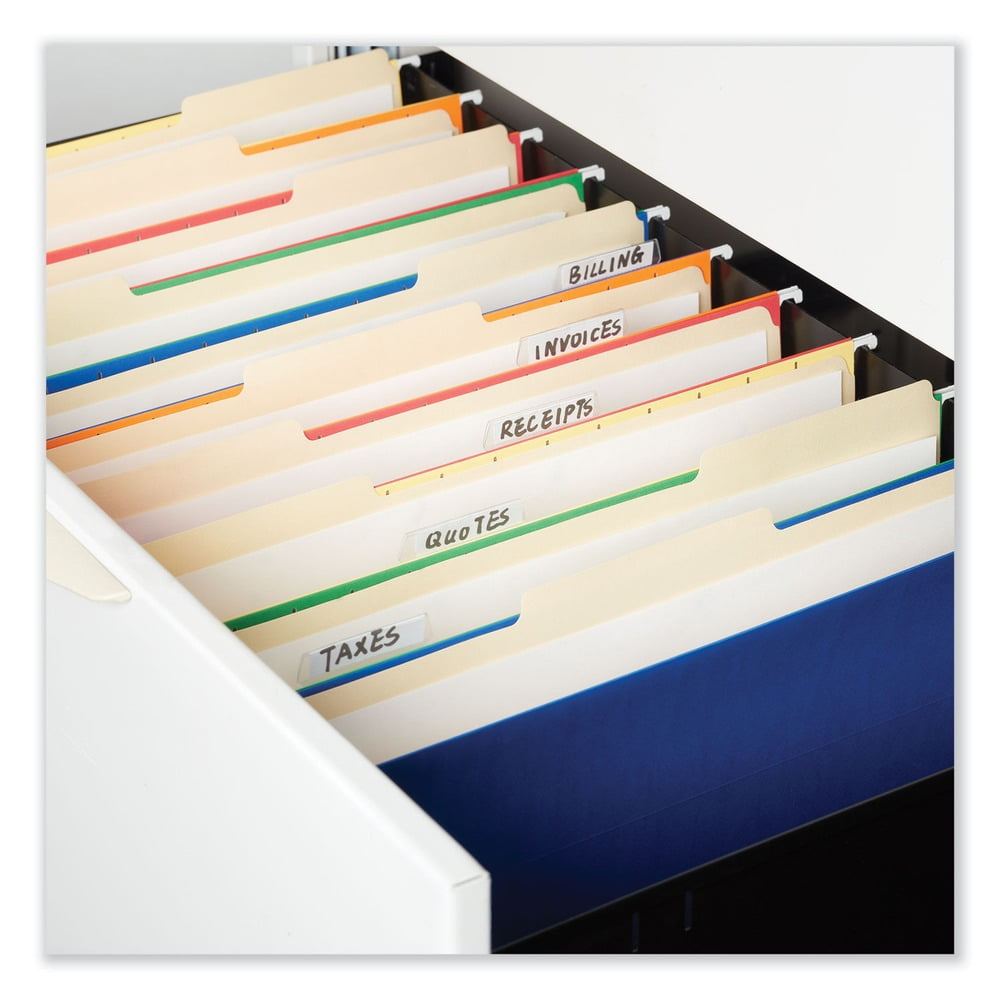 Universal UNV16115 2-Ply 1/5-Cut Assorted Top Tab File Folders - Letter Size, Manila (100/Box)