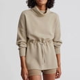 thumbnail image 3 of Women Turtleneck Sweatshirt Oversize Long Sleeve Pullover Tops Side Slit Soft Hoodie With Drawstring Waist Lace Tops for Women 3x Workout Tops plus Size Long Sleeve Shirts Women's Tops Women plus Size, 3 of 4