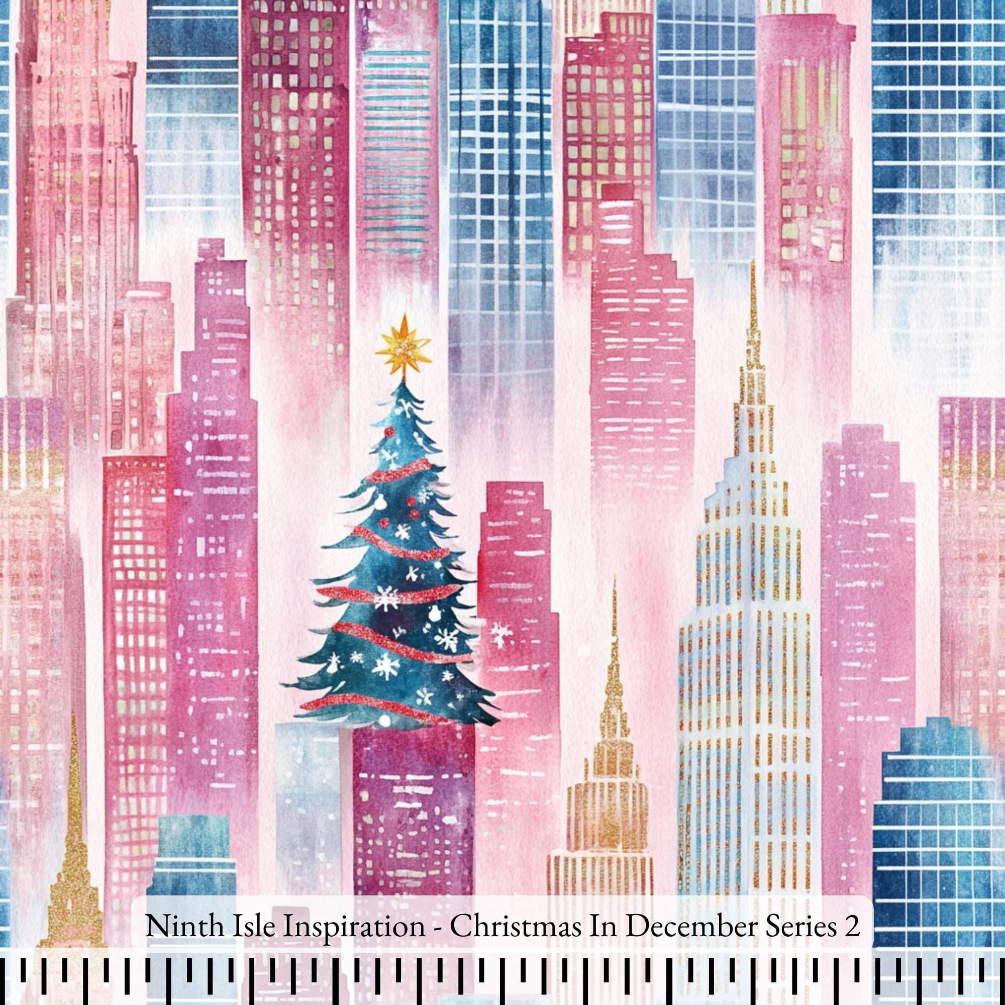 Ninth Isle Inspiration - Christmas In December Series - 100% Cotton Fabric By The Yard (Series1, 1Roll(60Yards))