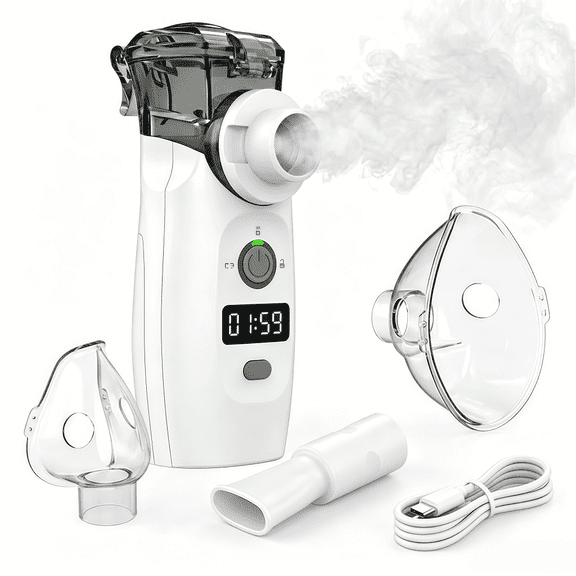 AJZIOJIRO Portable Humidifier Steam Inhaler Rechargeable Respiratory Comfort System Quiet, Auto-Clean, for Home Office Travel