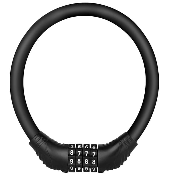 Candado codificado portátil de 1 pieza para bicicletas Bloqueo de neumáticos Bloqueo de contraseña Candado con contraseña (Negro)