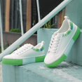 thumbnail image 3 of JABASIC Women Fashion Sneakers Low Top Comfort Lace-Up Platform Shoes (11,White/Green), 3 of 6