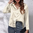 thumbnail image 6 of aidice Satin Shirts for Women Casual Button up Long Sleeve Lapel Neck Comfy Loose Office Workwear Tops, 6 of 7