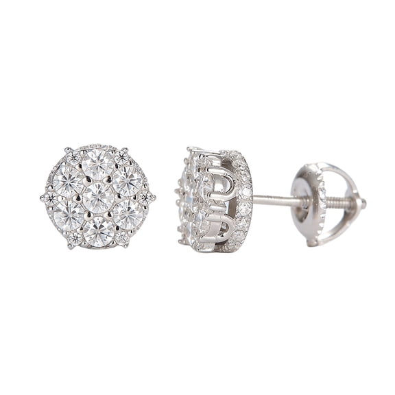 KIJ 0.82 Carat Round Moissanite Stud Earrings, D Color Rhodium Plated 925 Sterling Silver Hypoallergenic Gifts for Men Women