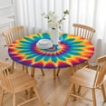 thumbnail image 3 of Colorful Tie Dye Mandala Pattern Round Fitted Tablecloth with Elastic Edge,Dining Table Cover Waterproof,Outdoor Round Tablecloth for Camping,Dining,Indoor and Outdoor, 3 of 7