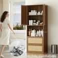 thumbnail image 6 of OMCHOM 73" Tall Kitchen Pantry Storage Cabinet with 2 Doors 2 Drawers and Charging Station,Walnut, 6 of 11