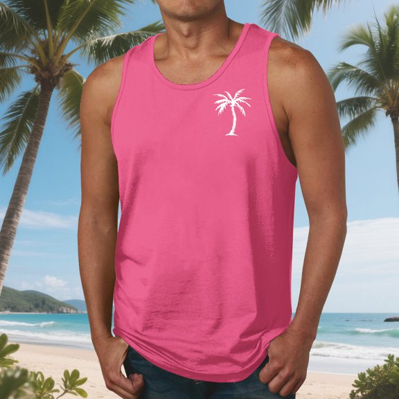 PNTUTB Men's Summer Beach Fashion Print Crew Neck Sleeveless Casual Loose Comfortable Tank Tops