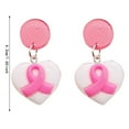thumbnail image 3 of Pink Ribbon Cancer Awareness Earrings Drop Dangle Acrylic Jewelry Lightweight Statement Earrings for Women Survivor Support Gifts Christmas Holiday Party Fundraiser Events Bulk Pack, 3 of 4