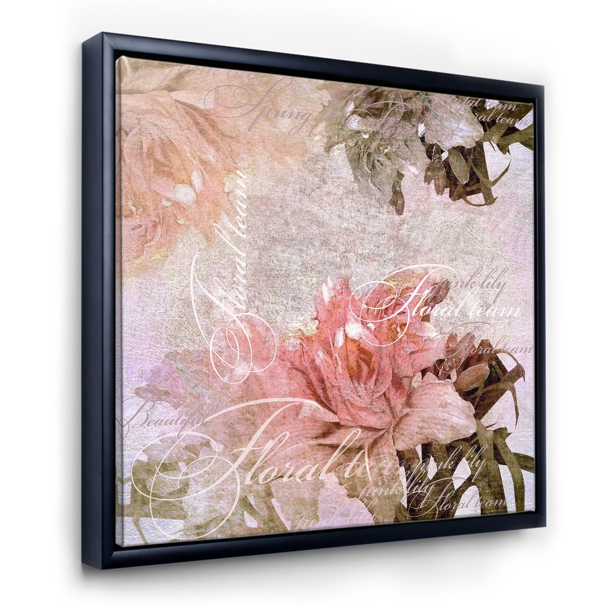 Designart 'Flowers Vintage In Pastel Colours' Traditional Framed Canvas Wall Art Print