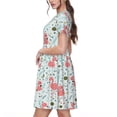 thumbnail image 2 of Balery Cute Flamingo Vestidos sueltos de manga corta para mujer, vestidos de verano 2025, vestidos casuales de corte A con vuelo., 2 of 6