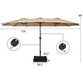thumbnail image 3 of Costway 15FT Double-Sided Twin Patio Umbrella Outdoor Market W/ Crank & Base Coffee, 3 of 10