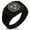Black, variant on Stainless Steel Celtic Triskele Triskelion Triple Knot CZ Ribbed Needle Stripe Pattern Biker Style Polished Ring