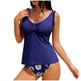 thumbnail image 2 of Antinious Women Solid Padded Wireless Loose Drawstring Tankini Bikinis Set Outdoor Beach Swim Wear, 2 of 5