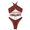 thumbnail image 2 of Neinkie Bikini à Bretelles Chaîne Découpé à Croisillons pour Femmes, Ensemble, Maillots de Bain à Tour de Cou, 2 of 7