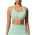 thumbnail image 2 of Xuyuer Women Halter Sports Bra Workout Seamless Padded Basic Bra Open Back Yoga Gym Crop Top, 2 of 9