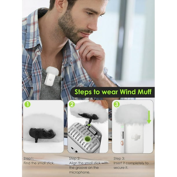 SUNMON DJI Mic 2 Wind Muff - 2 Packs Furry Microphone Windscreen