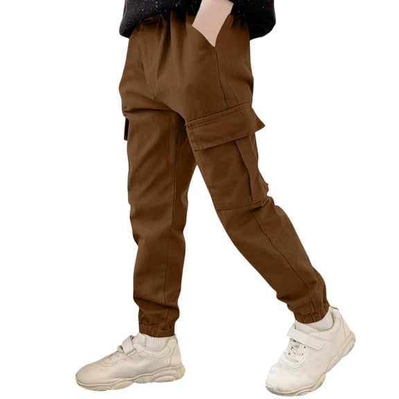 TBWNWG Boys Cargo Jogger Pants Fashion Casual Tapered Ankle Pants for Big Kids Youth Pure Color Loose Fit Comfortable Outdoor School Wear,Sizes 15-16 Years