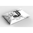 thumbnail image 2 of Ambesonne Letter J Pillow Sham 2 Pack, Noble Royal Initials J, 30"x20", Black Grey White, 2 of 3