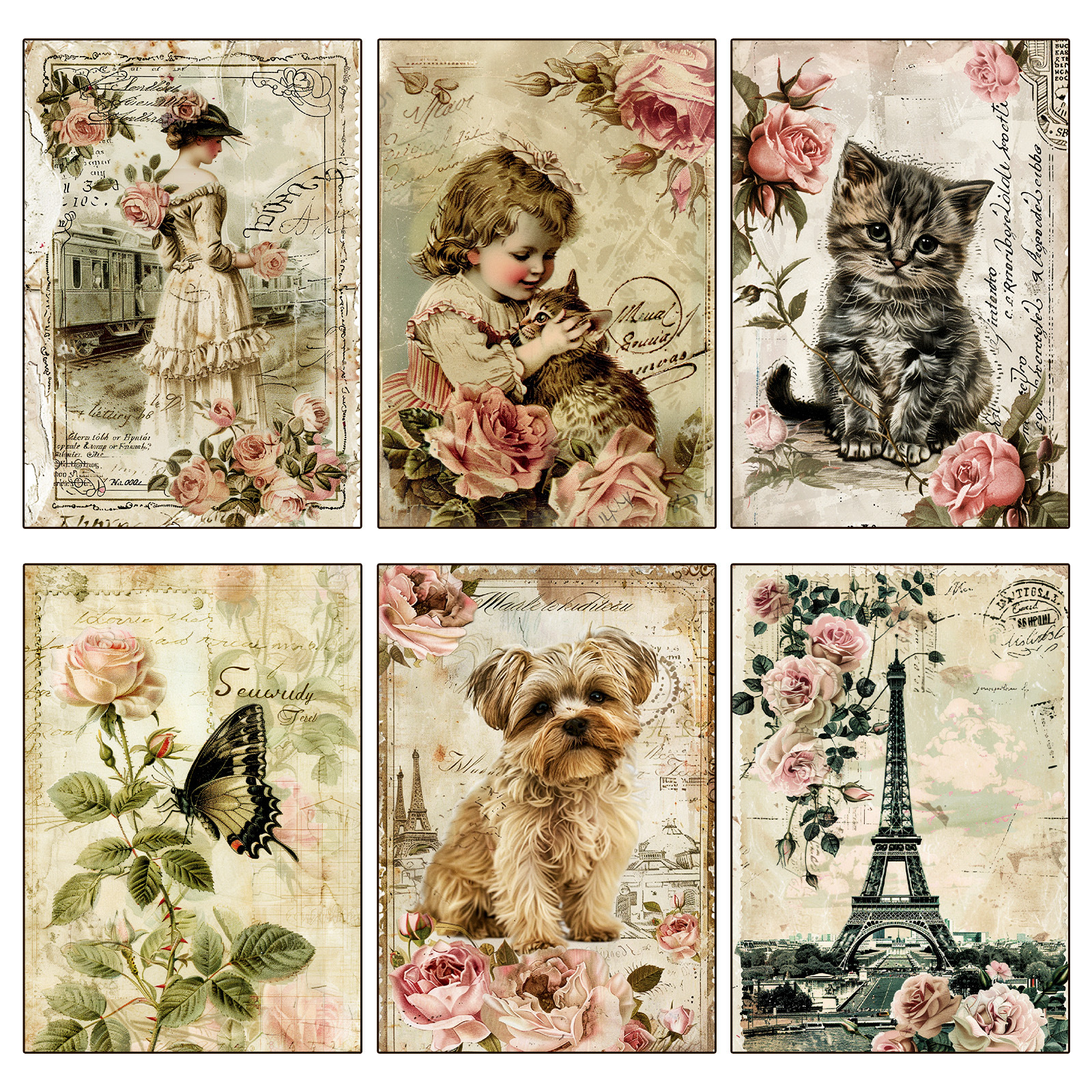 Medieval English Romance City Theme Paper - 12 Sheets French Vintage Background for Scrapbooking and Journals