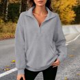 thumbnail image 6 of Lumtrix Womens Oversized Sweatshirts V Neck Henley Turtle Neck Long Sleeve Button Fleece Pullover, Casual Teen Girls Y2K , Fall Winter Fashion Gray 2XL, 6 of 7