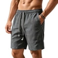 thumbnail image 2 of WIZUTIZ Men's Solid Color Casual Sports Elastic Waist Drawstring Pocket Shorts Polyester Relaxed Fit Lightweight Summer Athletic Bottoms for Outdoor Daily Wear, 2 of 5