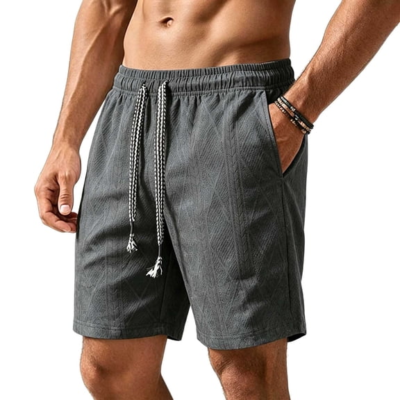 hlysgo Mens Loose Fit Shorts Casual Stretch Elastic Waist Waffle Short Workout Gym Running Shorts with Pockets Black,4xL