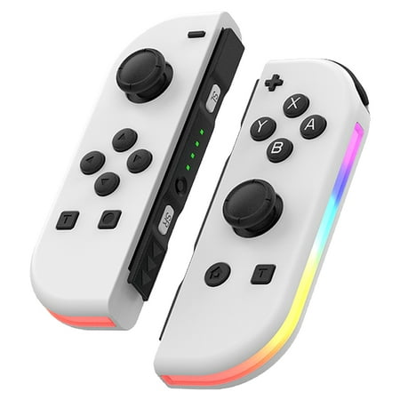 Joypad Controller (L/R) Compatible with Nintendo Switch Controller, Wireless Controller Support Dual Vibration/Motion Control/RGB Light (White)