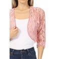 thumbnail image 6 of Women's Casual Lace Bolero Crochet Cardigan 3/4 Sleeve Sheer Cover Up, 6 of 7